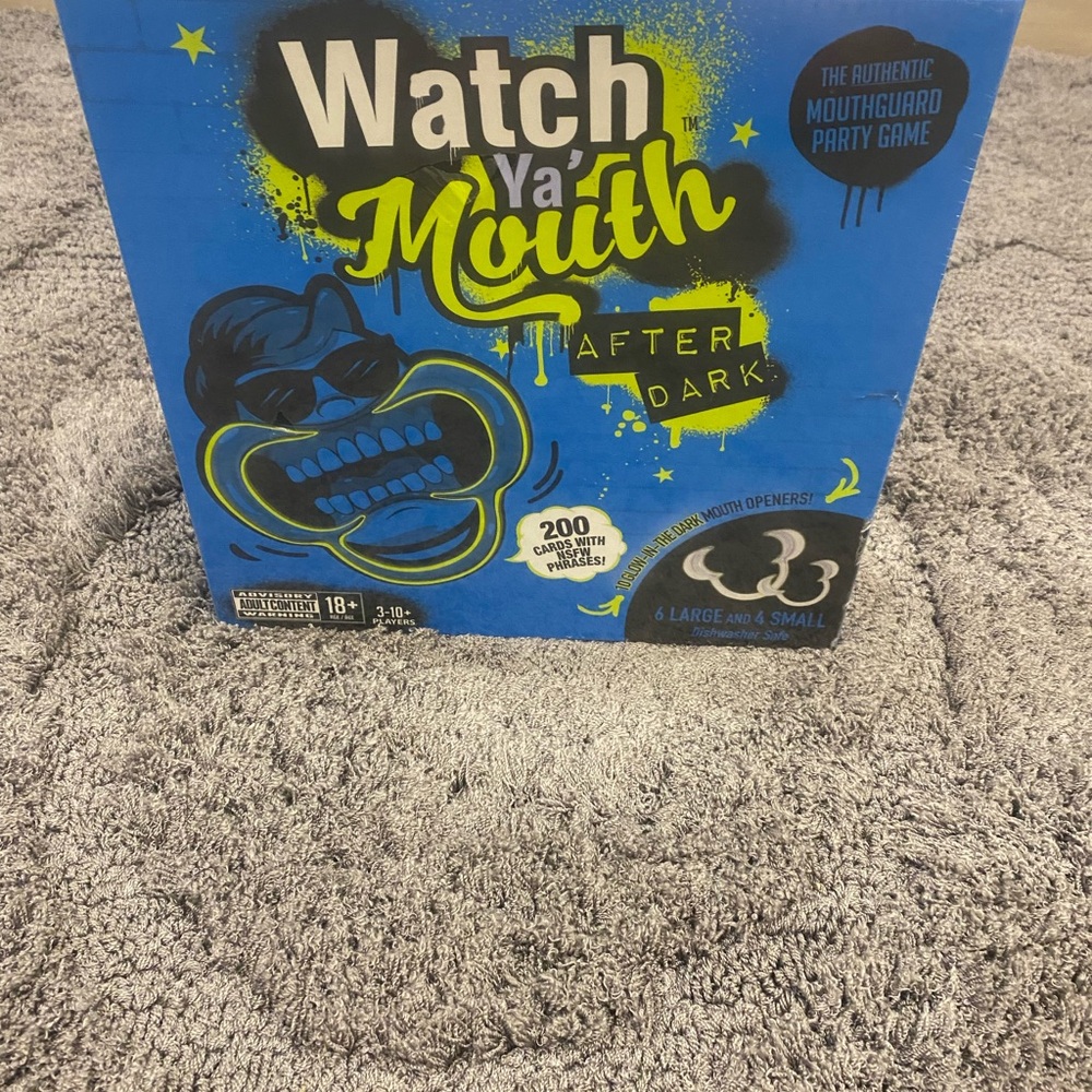 Watch Ya' Mouth After Dark Party Game - 18+ Blue/Yellow Graphics